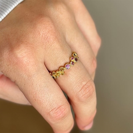 Luxury rainbow ring i 14 karat guld m. ægte sten fra Mads Z 